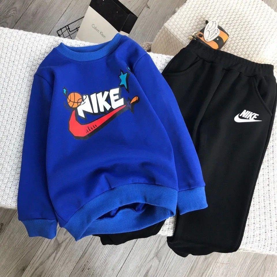 Set Đồ Thể Thao Nike Tay Dài Lót Lông Cừu Thời Trang Thu Đông Cao Cấp Cho Bé