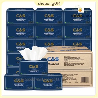 Giấy ăn C&S thùng 18 gói, giấy rút, giấy lau khô, khăn giấy