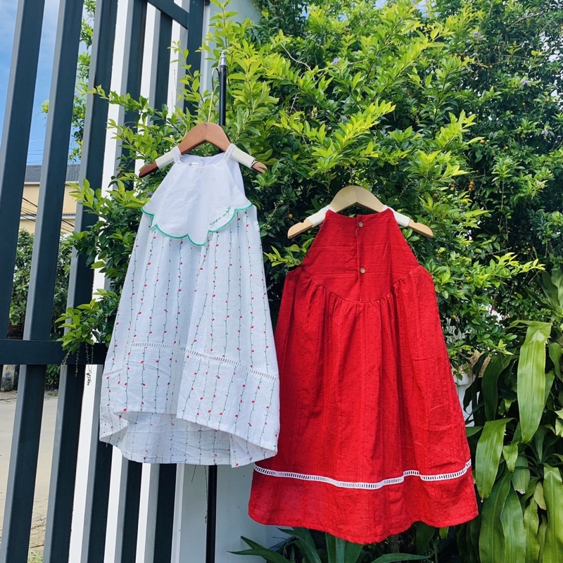 ĐẦM CHO BÉ GÁI YẾM ĐUÔI CÁ, chất thô cotton thoáng mát