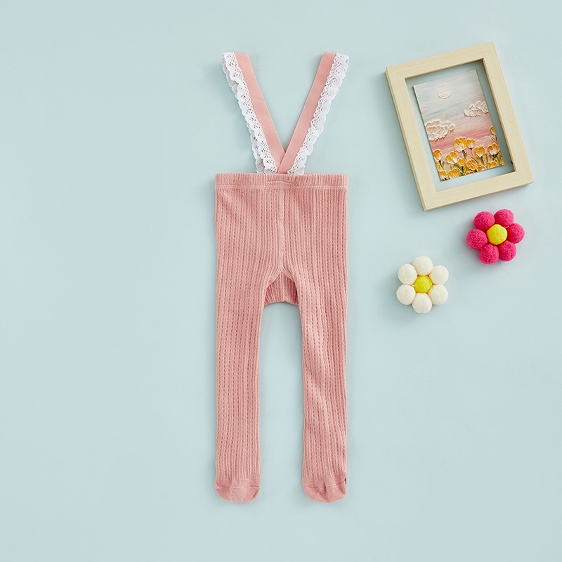 Aqq-quần Tất Dệt Kim Eo Cao Phối Ren Trơn Cho Bé Gái