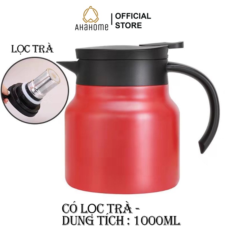 Ấm Pha Trà Giữ nhiệt Có Lọc Trà AHAHOME 2 Lớp Cách Nhiệt Inox 304 Không Gỉ Dung Tích 1000ML