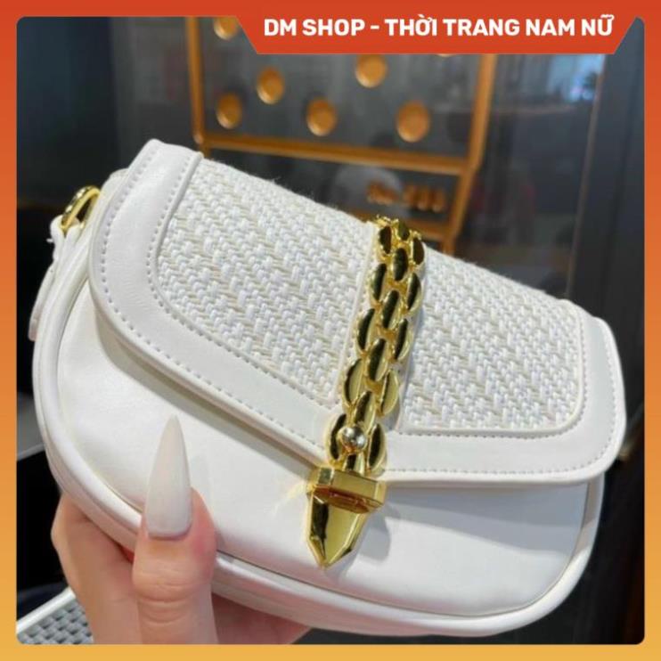 Túi Đeo Chéo Dáng Bầu Màu Đen Trắng Xích Dọc Hình Mũi Tên , Túi Xách Đeo Vai Kẹp Nách Phong Cách Thời Trang Dm Shop