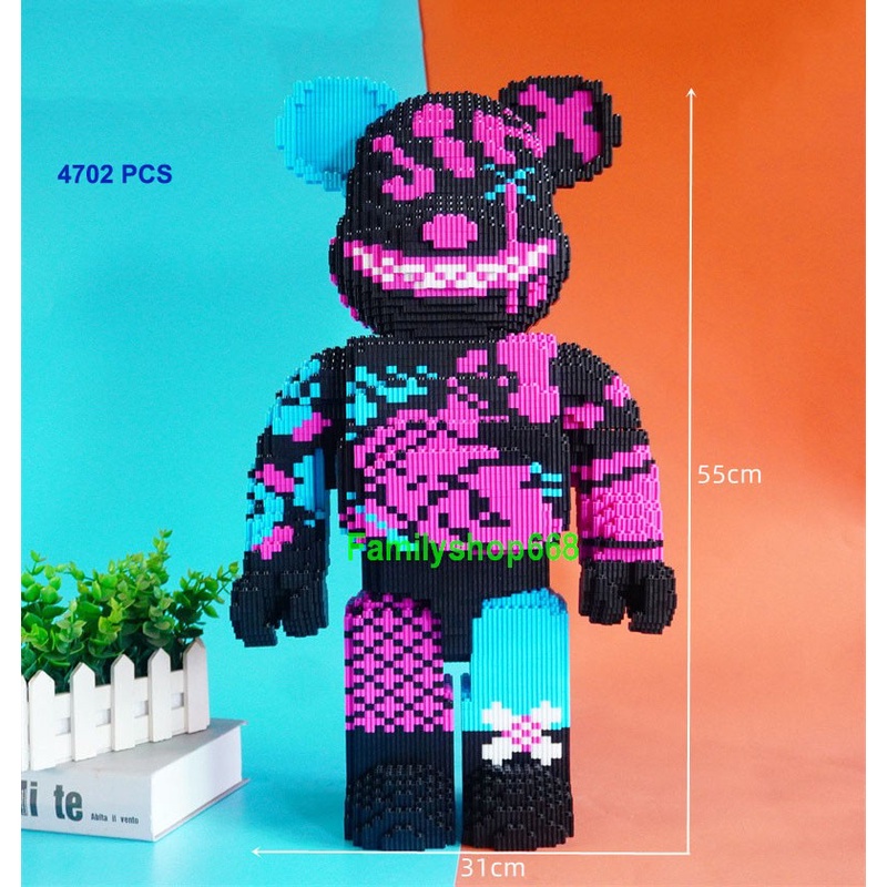 Xếp hình Gấu Bearbrick 55cm  Đồ chơi lắp ráp mô hình cỡ lớn Hàng Đẹp bear bricK