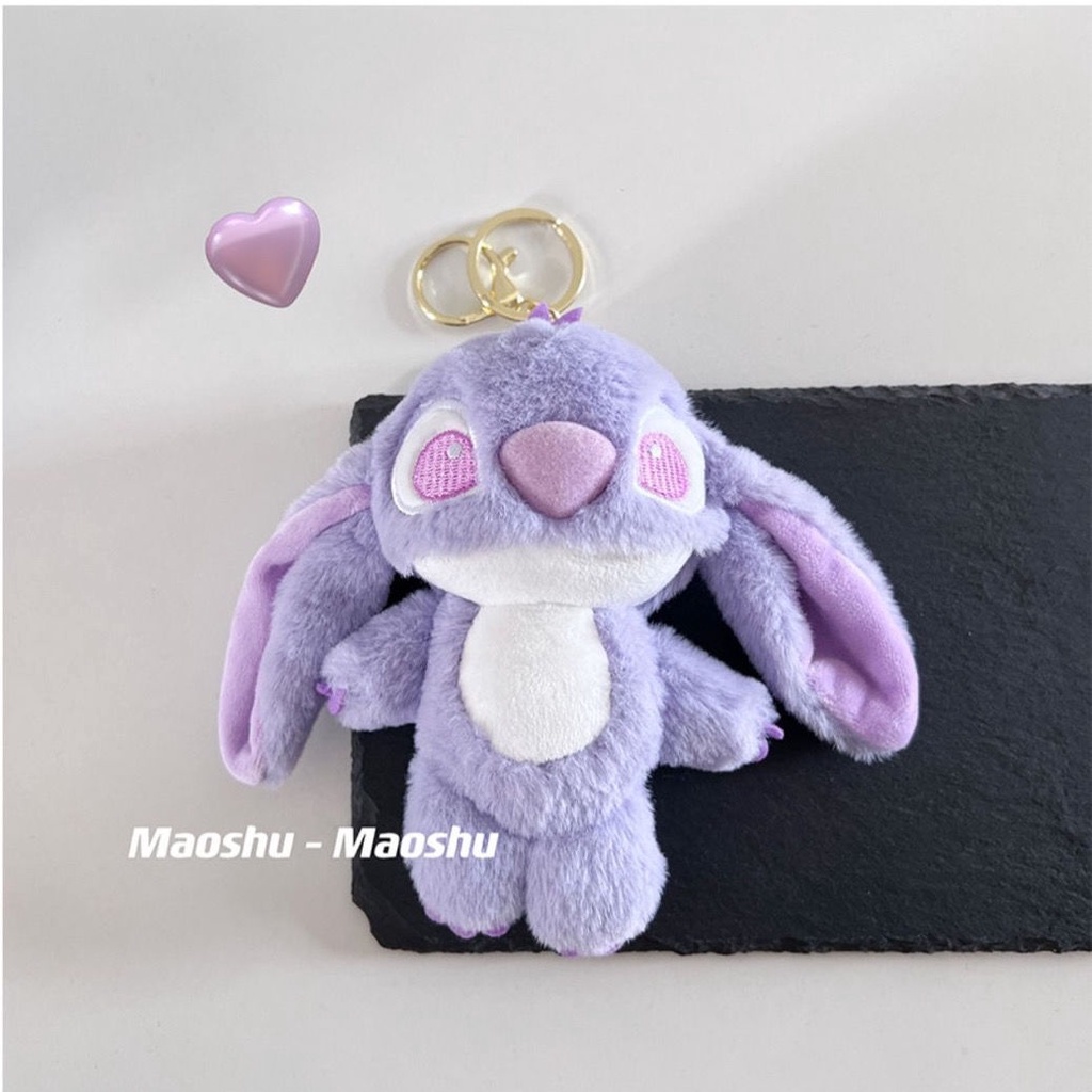 Móc Khóa Hình Stitch Nhồi Bông Màu Tím Kích Thước 13X9