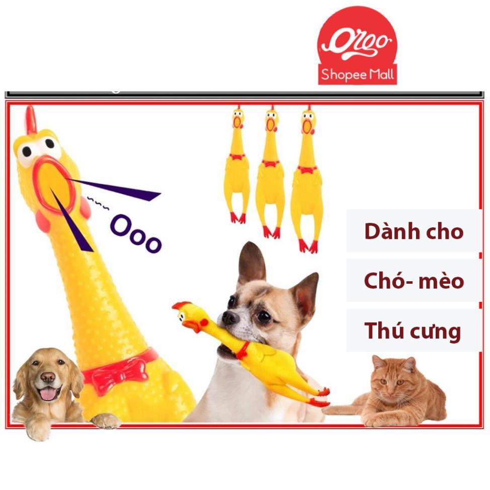 Orgo- Con gà Trung Ruồi, gà nhựa bóp kêu (3 size) Gà La hét Đồ chơi cho chó mèo