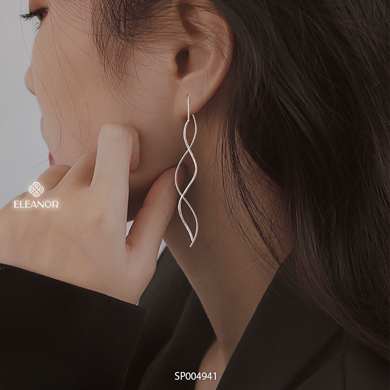 Bông tai nữ dáng dài Eleanor Accessories hình xoắn lấp lánh phụ kiện trang sức 3926