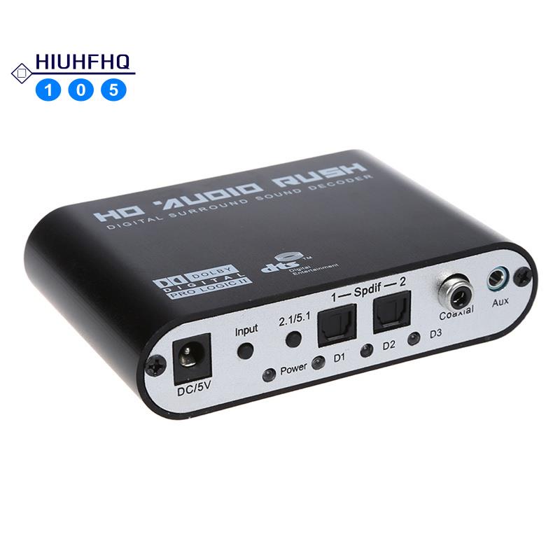 Bộ Giải Mã Âm Thanh Kỹ Thuật Số 5.1 SPDIF / Đồng Trục AC3 DTS stereo (R / L) Đến 5.1CH Analog Audio (Đầu Ra 6RCA) Màu Đen