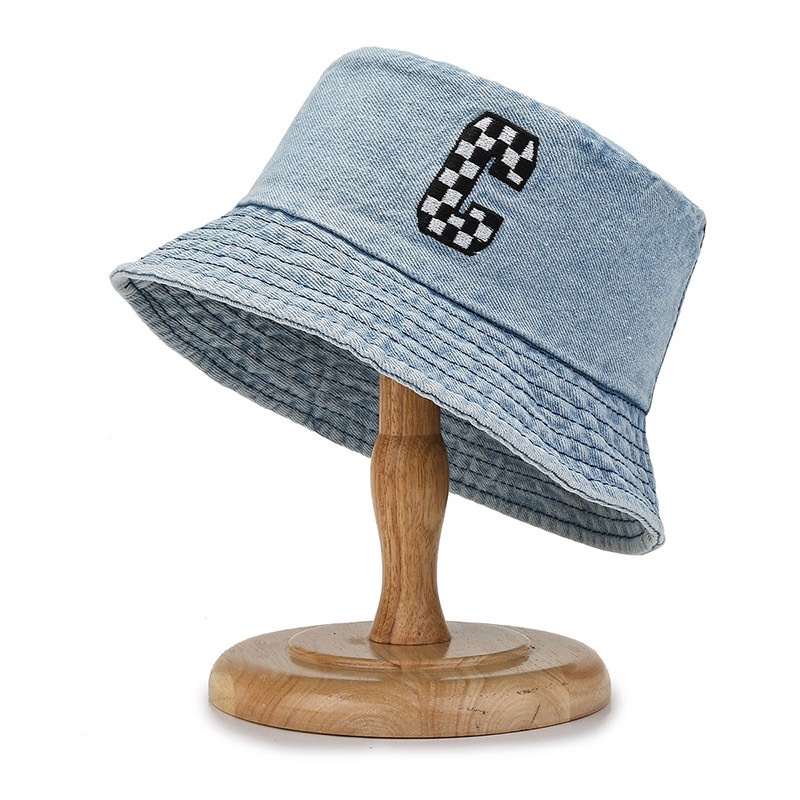 Mộc®Mũ denim trào lưu phong cách mới Hàn Quốc thêu tay trái tim thời trang dành cho nứ