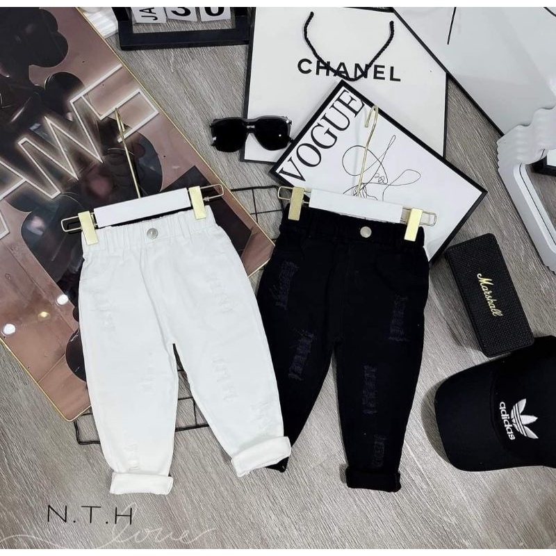 Quần dài kaki bé trai đen trắng chất đẹp co dãn