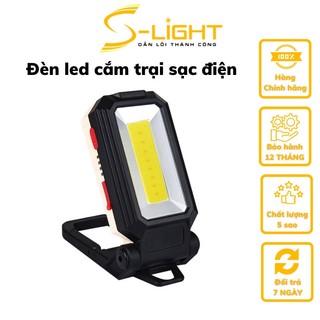 Đèn led cắm trại sạc điện led COB siêu sáng có nam châm, có móc treo