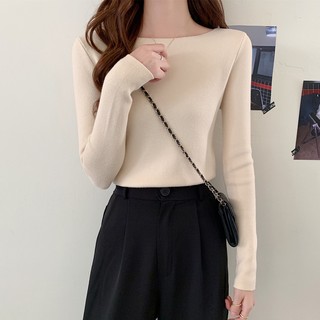 Áo len lông cừu dài tay cổ thuyền basic xinh