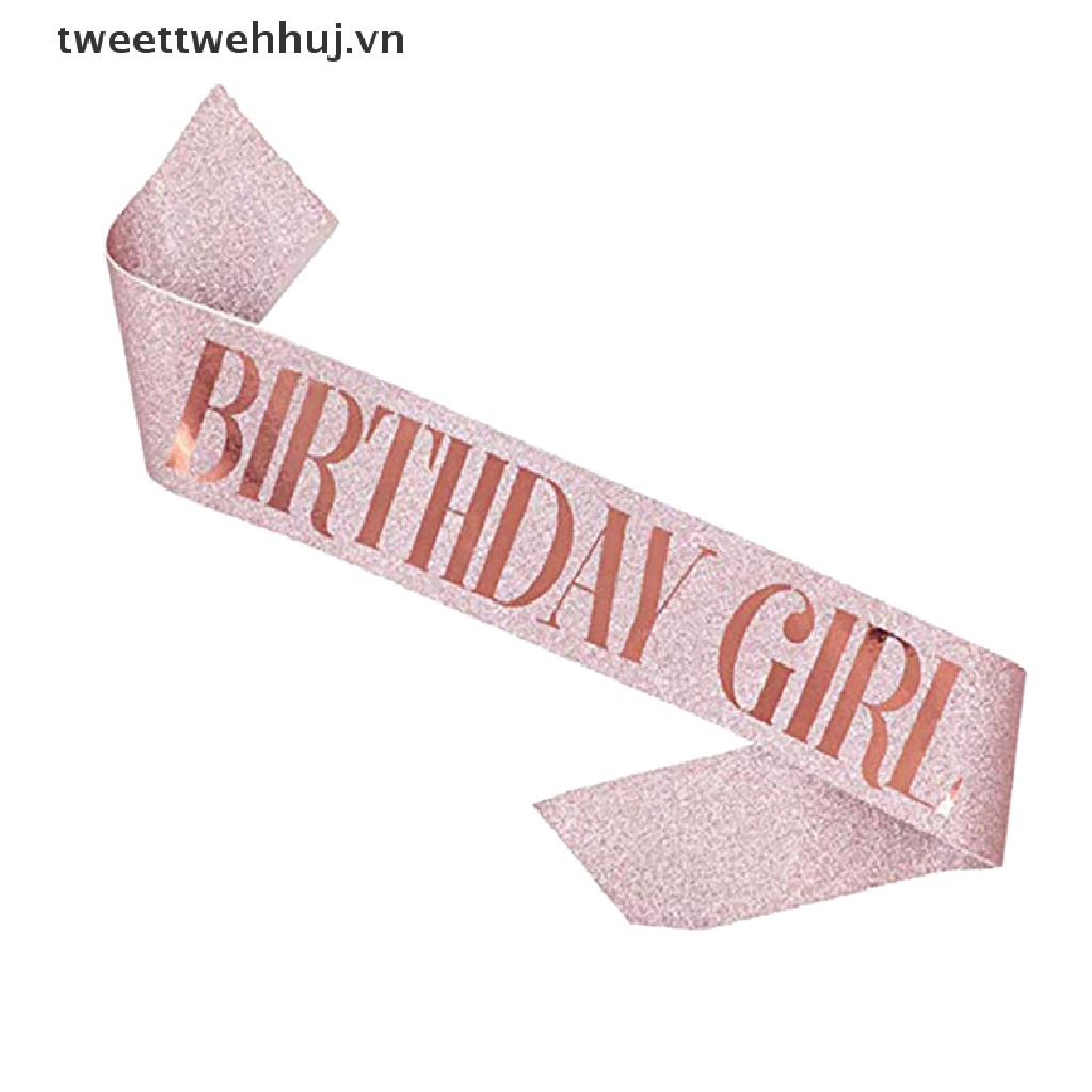 Băng Đeo Chéo In Chữ Happy Birthday Queen / Girl Sa Sash 21 Xinh Xắn