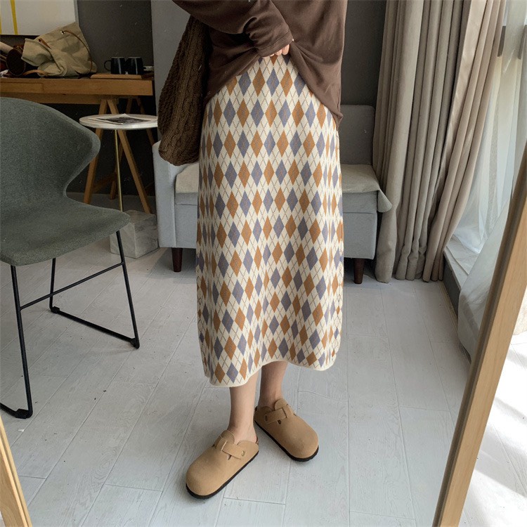 Chân Váy midi họa tiết vải len Ulzzang style 🌸 Hàng Quảng Châu