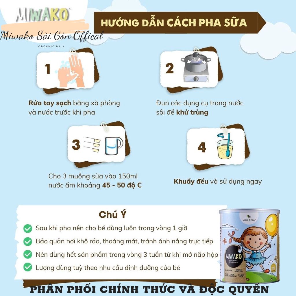 Sữa Công Thức Hạt Thực Vật Hữu Cơ MIWAKO Vị Gạo Hộp 700g x 1 Hộp - Miwako Sai Gon Official Store