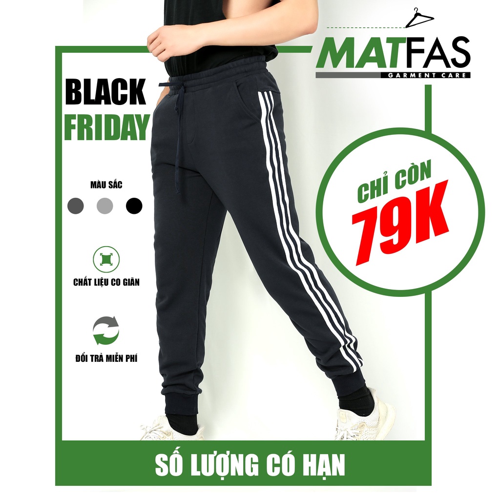 Quần Jogger Thể Thao Nỉ Nam, Quần Thun Dài Nam 3 Sọc - MATFAS