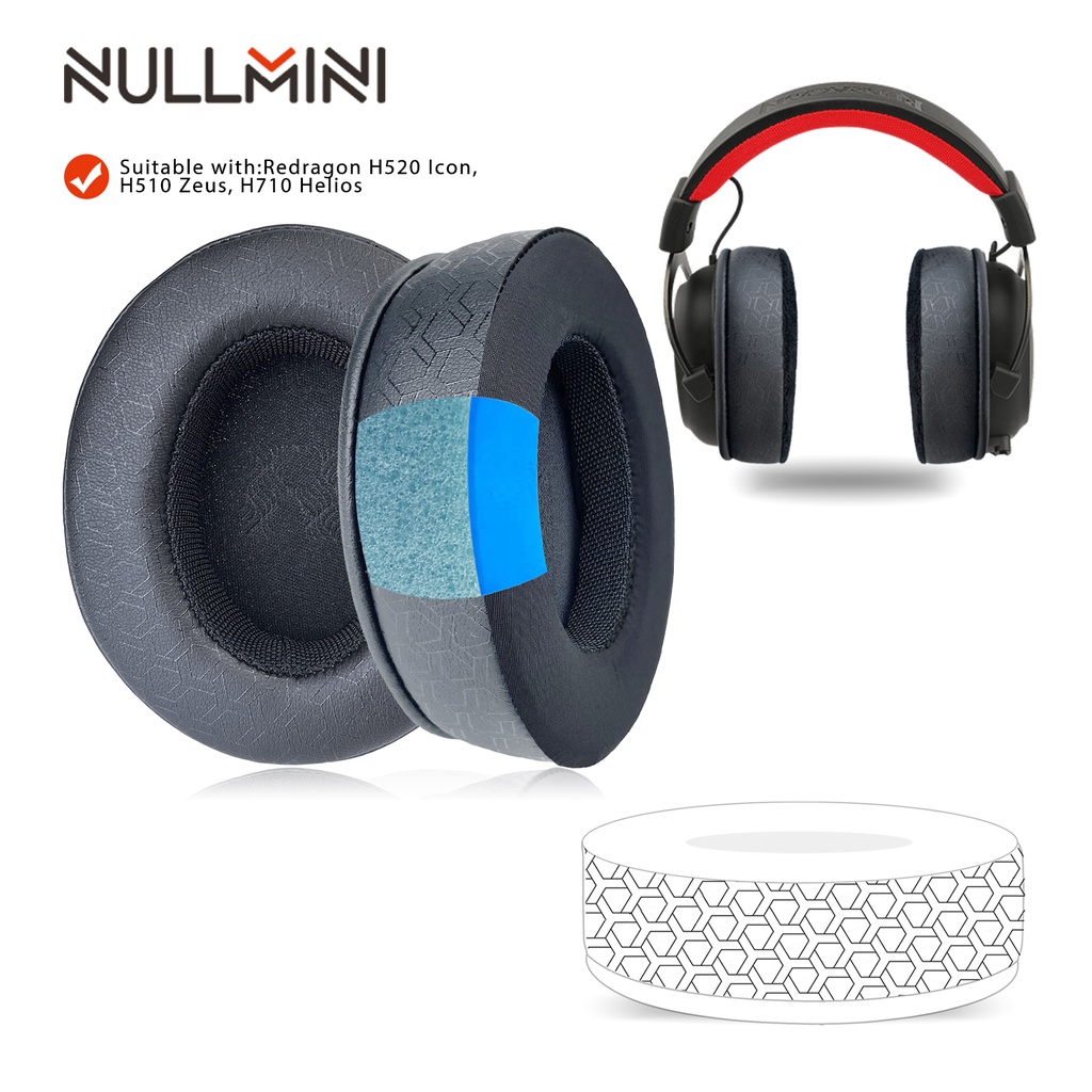 Miếng đệm tai nghe thay thế NullMini cho biểu tượng Redragon H520, H510 Zeus, H710 Tai nghe Gel làm 