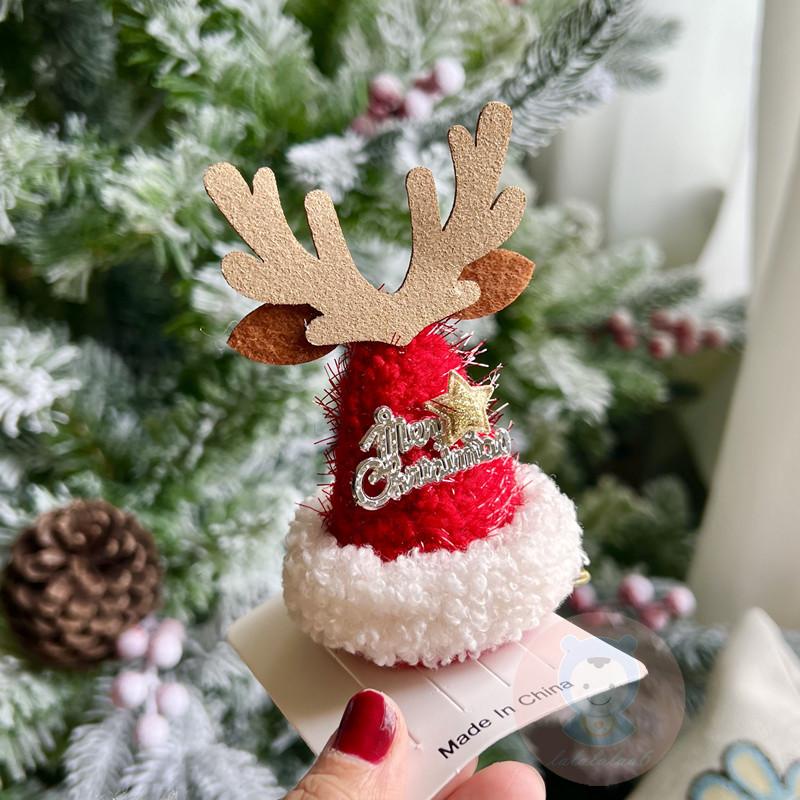 Laa6-h Kẹp Tóc Hình Hoa Tuyết Tuần Lộc Mũ Đỏ Dễ Thương Sáng Tạo