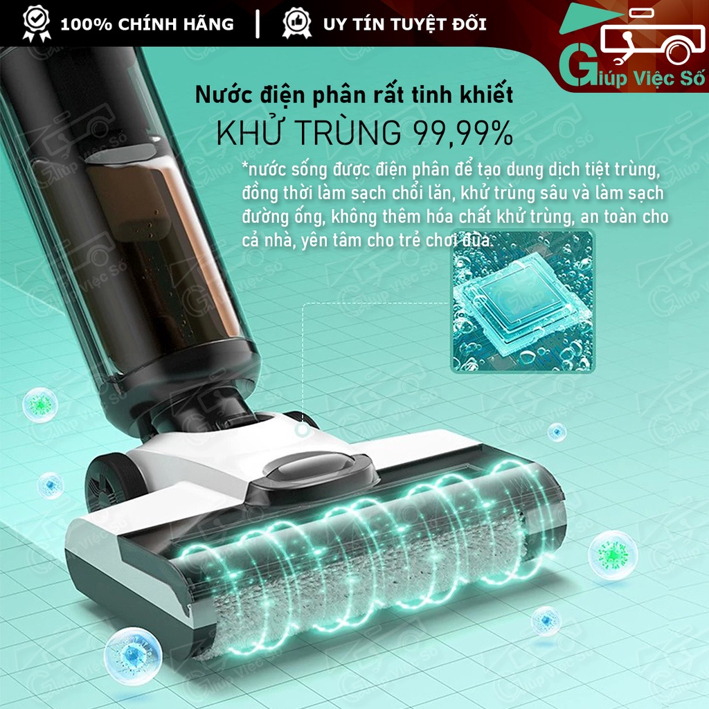 Máy Hút Bụi Lau Nhà Chà Sàn Không Dây TỰ GIẶT GIẺ 3in1 GT8 - Máy Hút Bụi Khô Ướt Cầm Tay