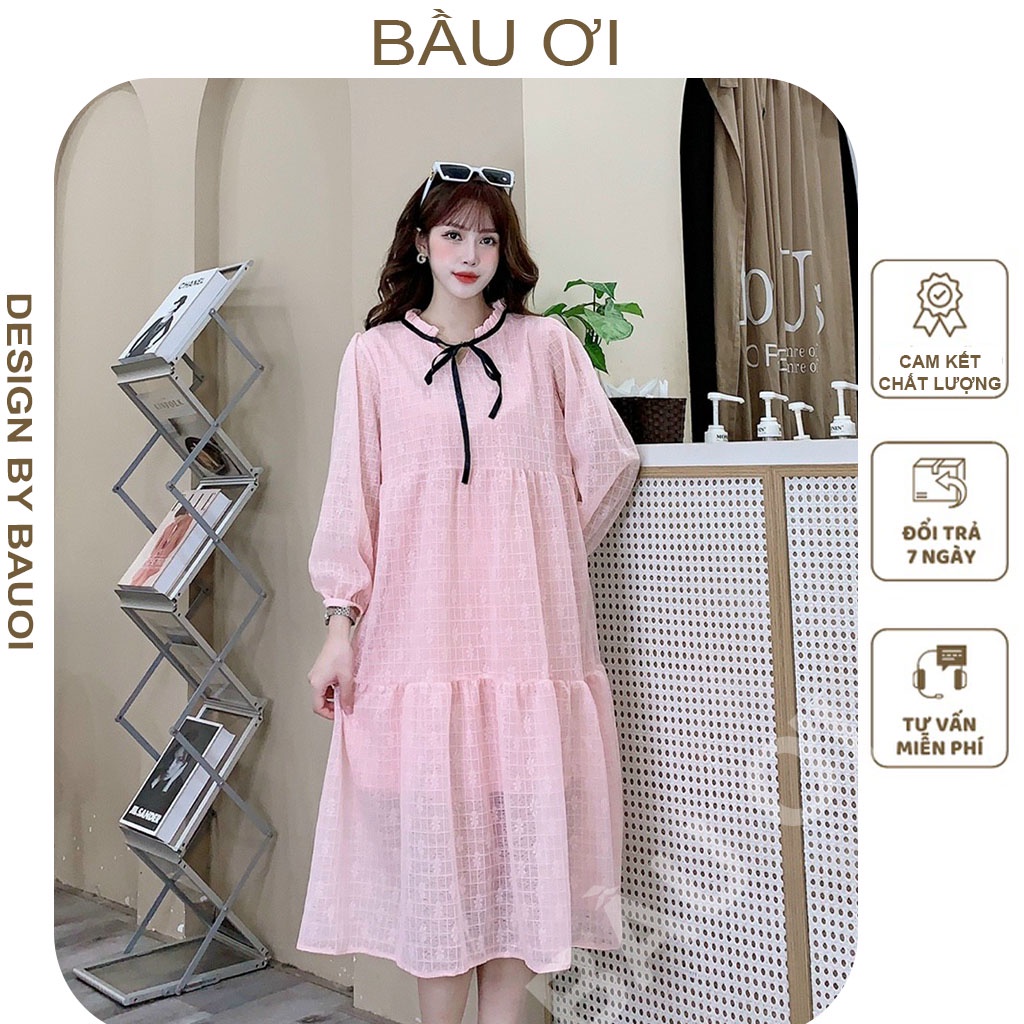 [BAUOII V166] VÁY BẦU THU ĐÔNG DÀI TAY HÀNG THIẾT KẾ ĐẸP - ĐẦM BẦU BABYDOLL DỰ TIỆC SANG CHẢNH - ĐẦM CÔNG SỞ SIÊU XINH
