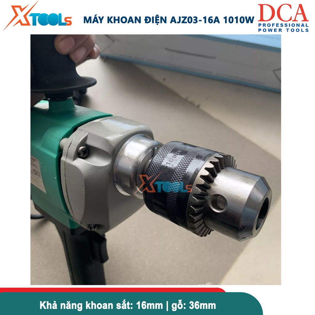 Máy khoan điện DCA AJZ03-16A (Z1J-FF03-16), máy khoan cầm tay công suất 1010W, khoan sắt 16mm, khoan gỗ 36mm [XTOOLS]