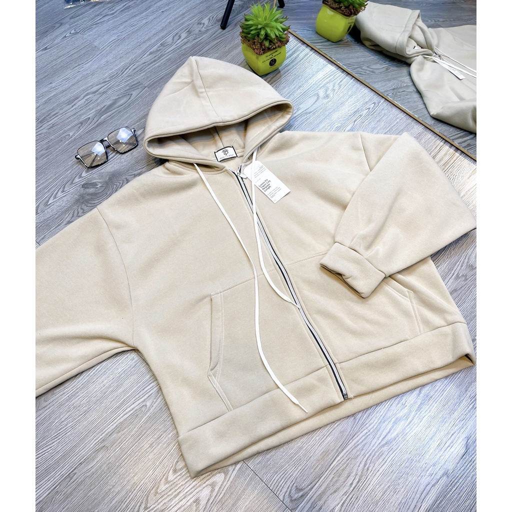 Áo khoác hoodie nữ zip vải nỉ có mũ nón 2 lớp form rộng ulzzang dễ thương hợp thời trang HTT01 | BigBuy360 - bigbuy360.vn