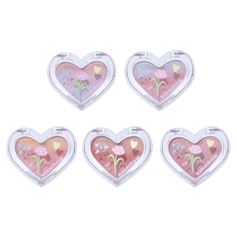 [2023Hàng mới về] Phấn má gradient Trái Tim Xinh Xắn KAKASHOW  mềm mịn 6 màu tùy chọn kiềm dầu kháng nước lâu trôi