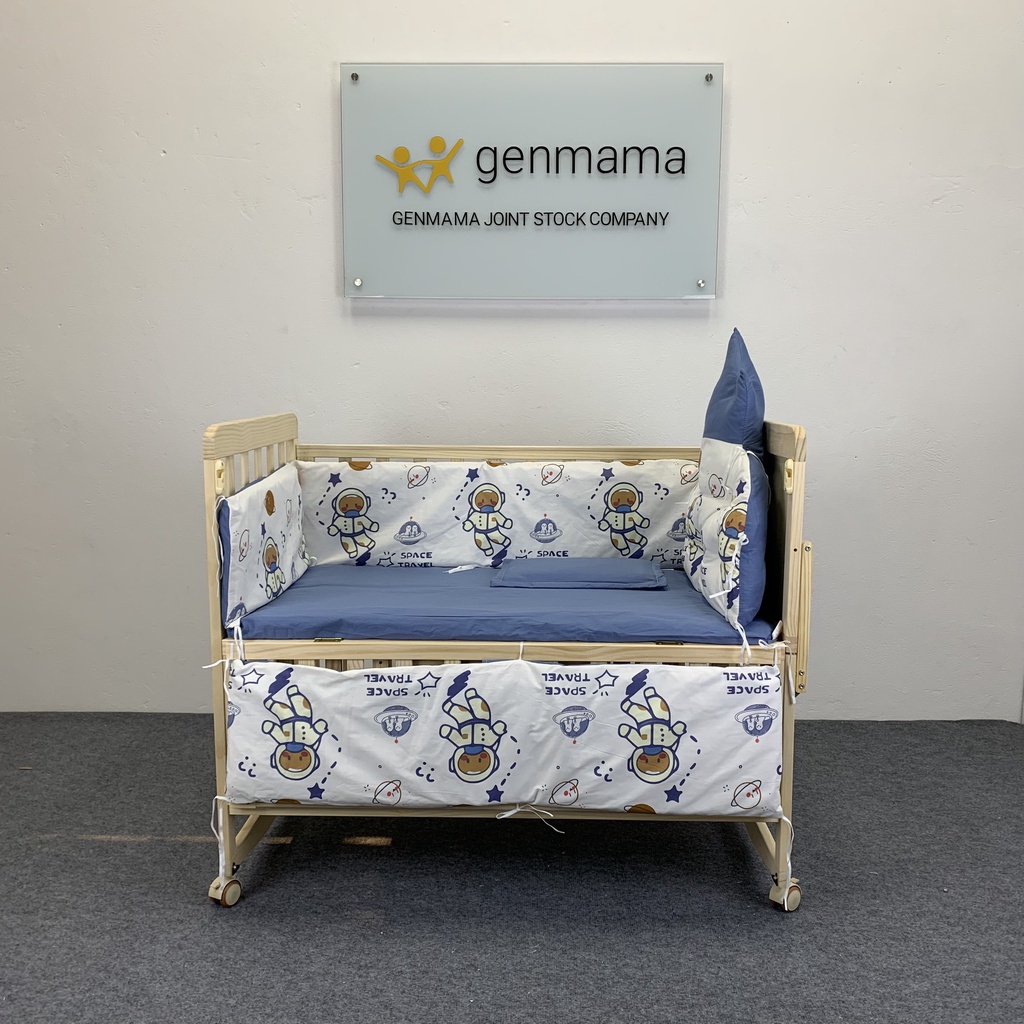 Quây cũi vải hoàng gia , quây xung quanh cũi bảo vệ bé chất liệu cotton GM-Q105 GENMAMA