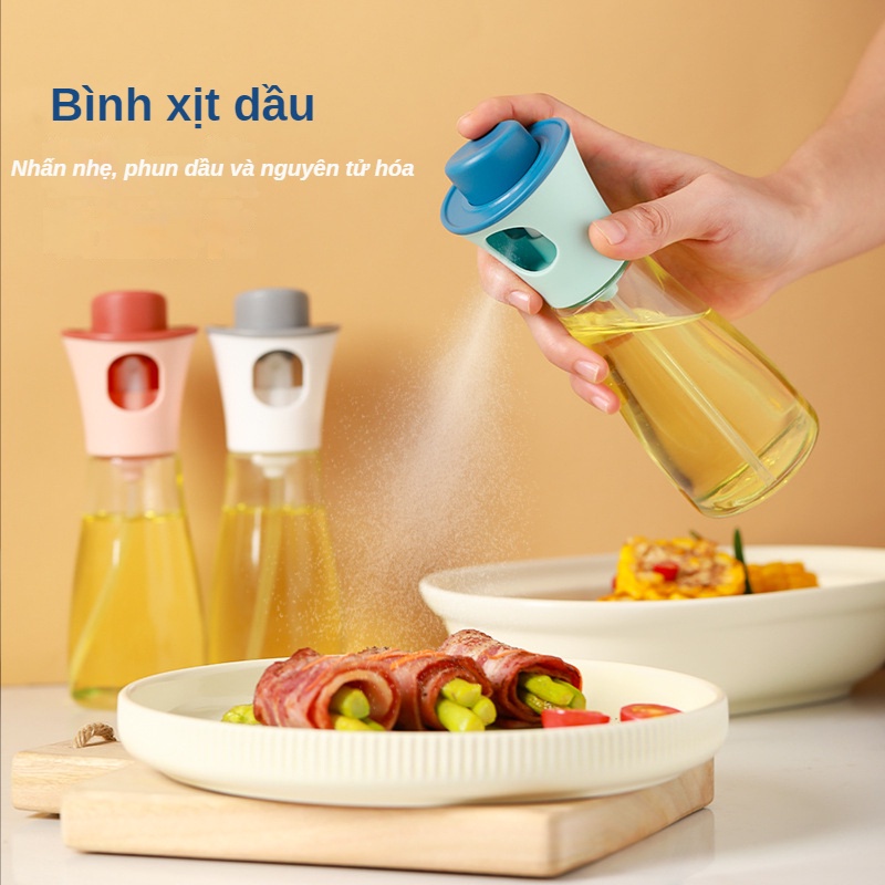 Bình xịt dầu thủy tinh nhà bếp báo chí chai dầu dấm nồi nước tương chai nước sốt thịt nướng chai xịt