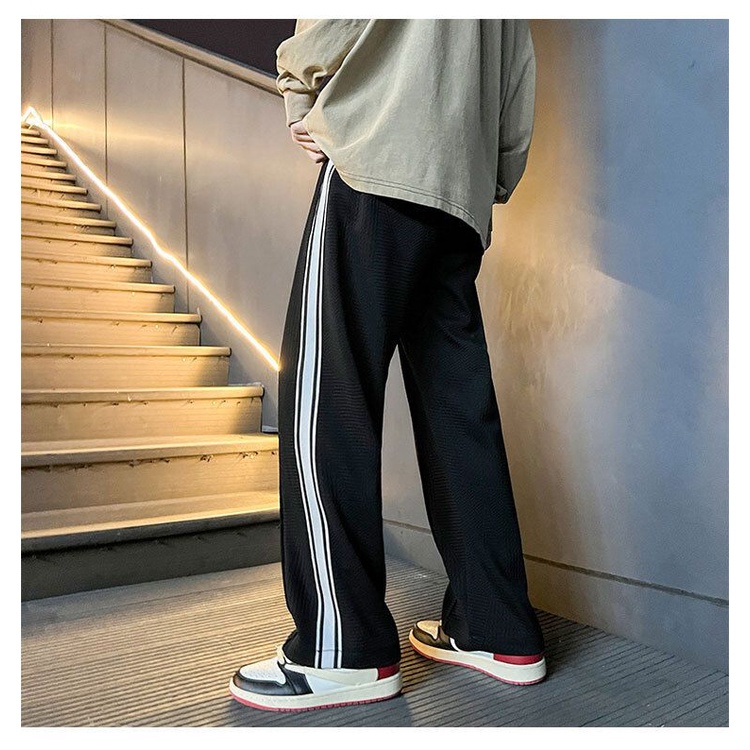 Quần Dài Ống Rộng Họa Tiết Kẻ Sọc Thời Trang Đường Phố Cá Tính Cho Nam