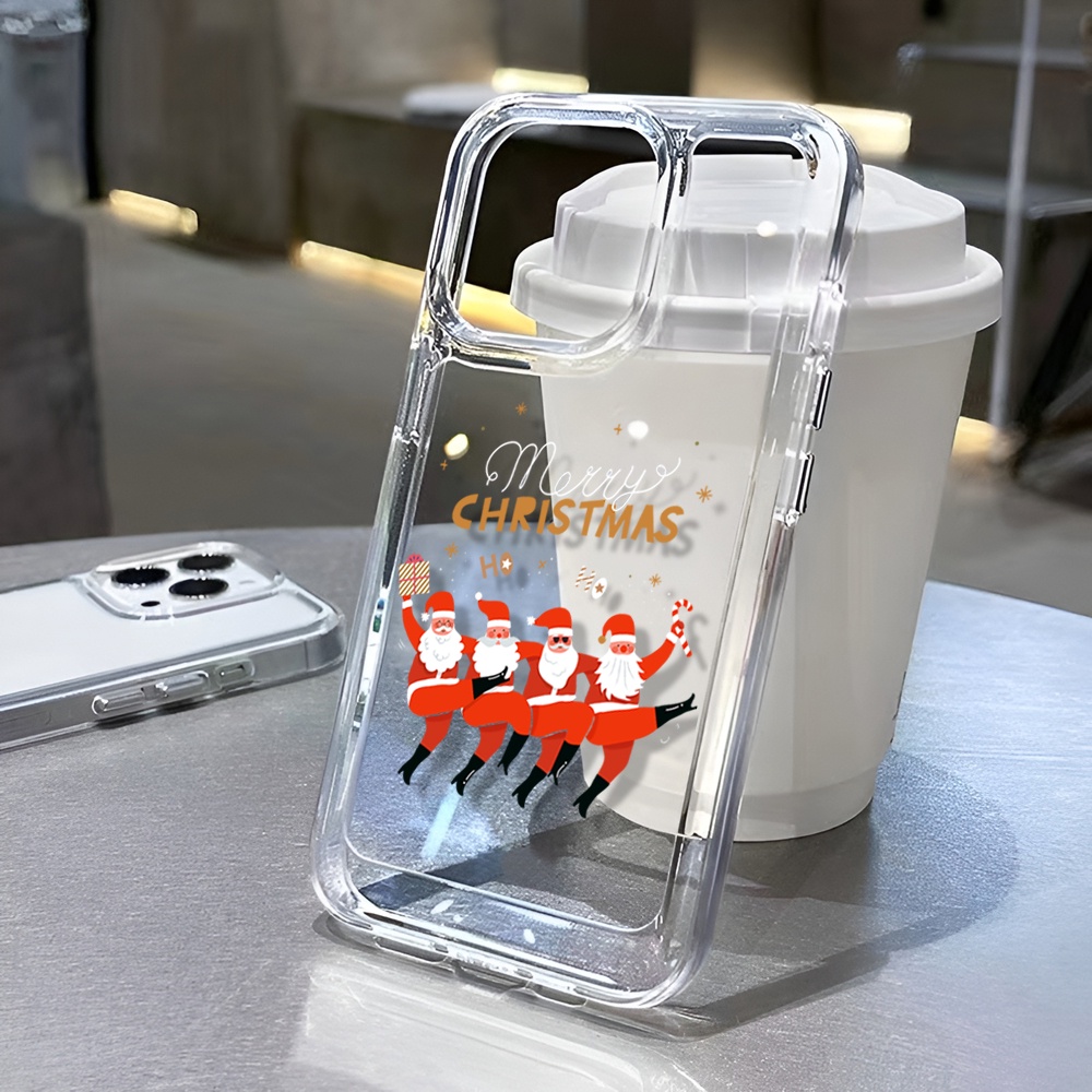 Ốp Điện Thoại Trong Suốt Hình Ông Già Noel Nhảy Múa Cho iphone 14ProMax 13 11 12 7Plus X XR XS Max 8 7