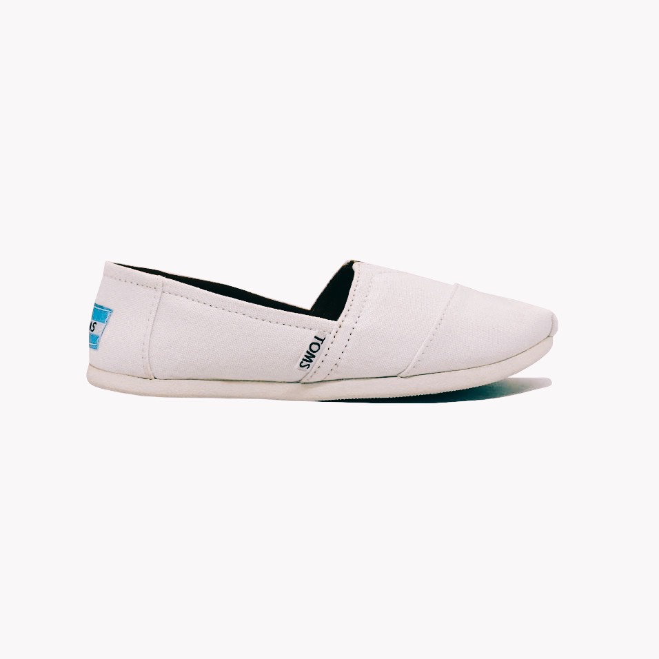 Giày toms nam trắng 2023, giày slip on nam, giày lười vải nam đế cao su