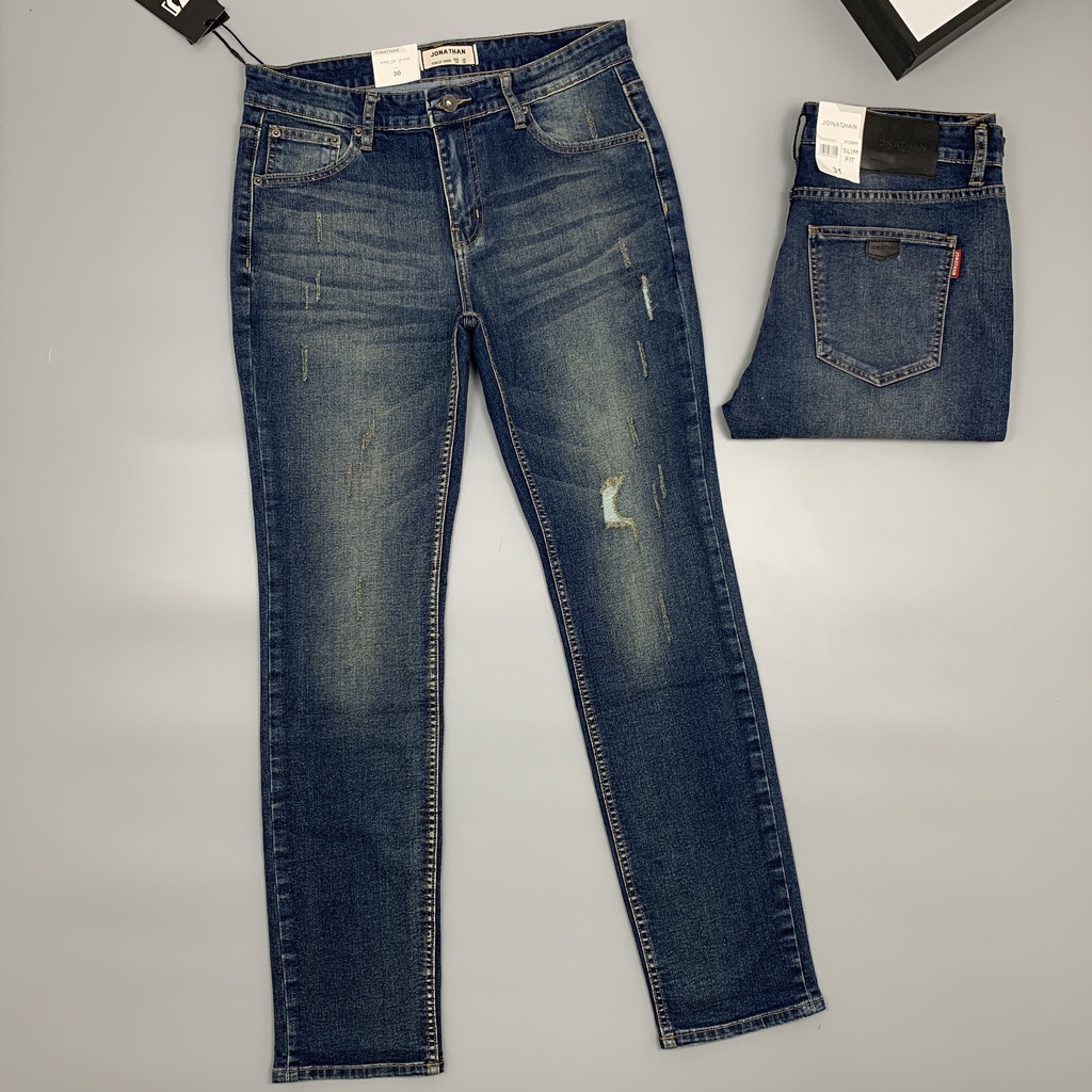 Quần jean nam xanh đậm JONATHAN QJ054 vải denim cao cấp co giãn nhẹ 4 chiều, form dáng chuẩn đẹp, trẻ trung, hottrend