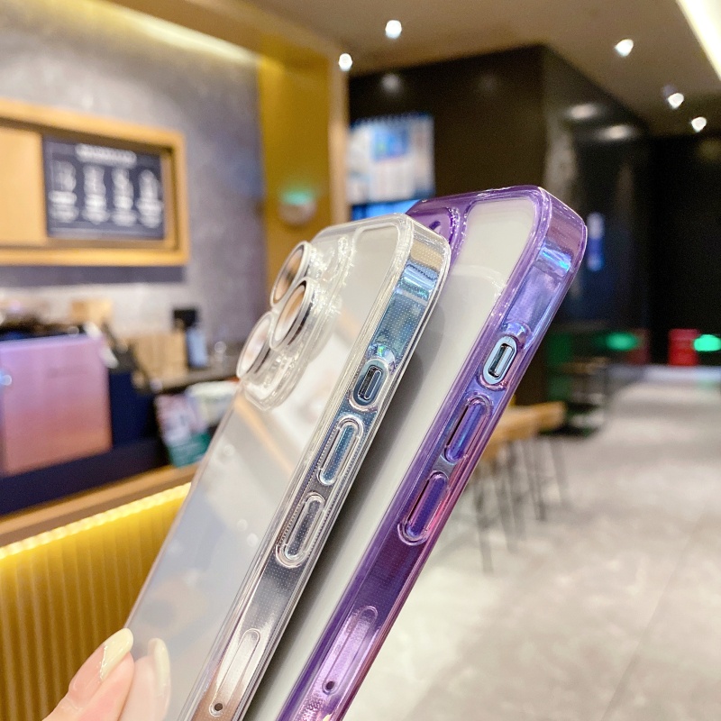 Ốp Điện Thoại Mặt Kính Viền Dẻo Trong Suốt Chống Rơi Cho iPhone 14 13 12 11 Pro Max