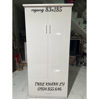 Tủ áo nhựa 2cánh 2ngăn kéo màu trắng ngang 83 cao 185