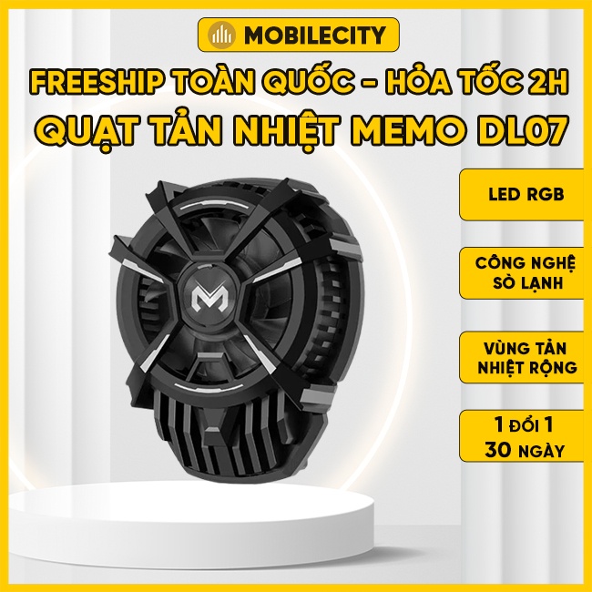 Quạt Tản Nhiệt Điện Thoại MEMO DL07 - Siêu lạnh, Đệm Chống Xước Silicone, LED RGB - MobileCity