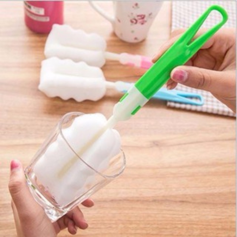 Cây rửa ly, cốc, chai lọ cao cổ hẹp, Cọ chùi rửa bình sữa đầu mút cầu vòng  tạo bọt dễ dàng làm sạch,tay cầm dài