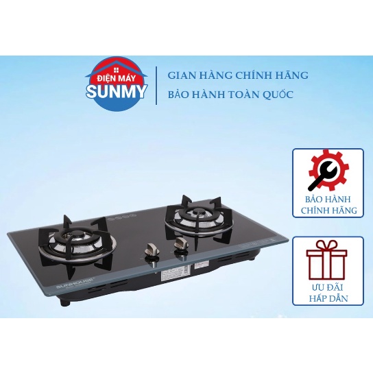 Bếp Ga Âm Đôi Mặt Kính Cường Lực Sunhouse SHB5548MT tiết kiệm ga( thanh lý sử dụng)