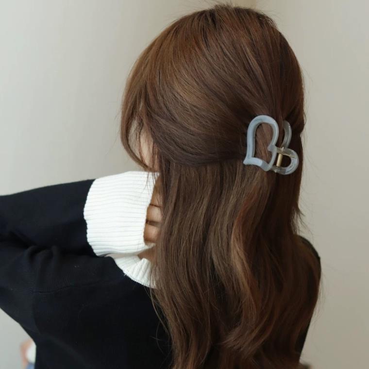 Kẹp Tóc Softie Trong Suốt Hình Trái Tim Phong Cách Hàn Quốc Thời Trang Siêu Hot