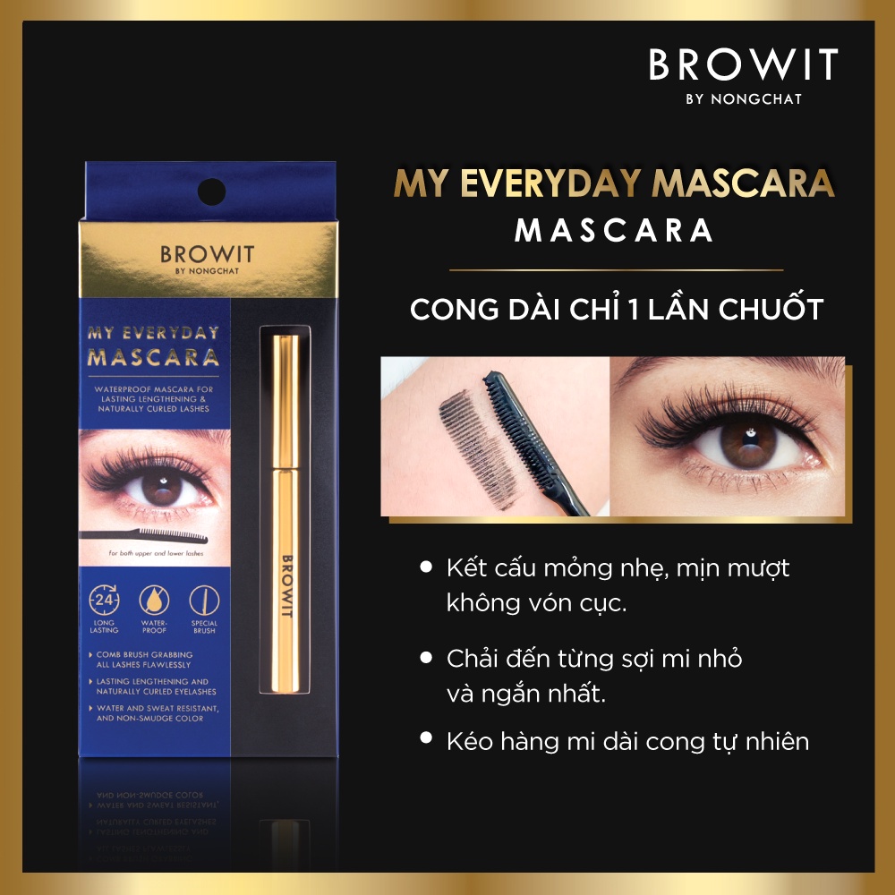 Mascara Nongchat Browit Siêu tơi dài và cong mi dạng lược My Everyday 5.5g Endless Night