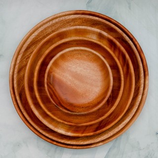 Đĩa gỗ tròn VKU bằng gỗ tự nhiên 100% - Hàng Việt Nam xuất khẩu - đường kính 12cm, 16cm, 18cm, 20cm, 24cm, 26cm x H 2cm