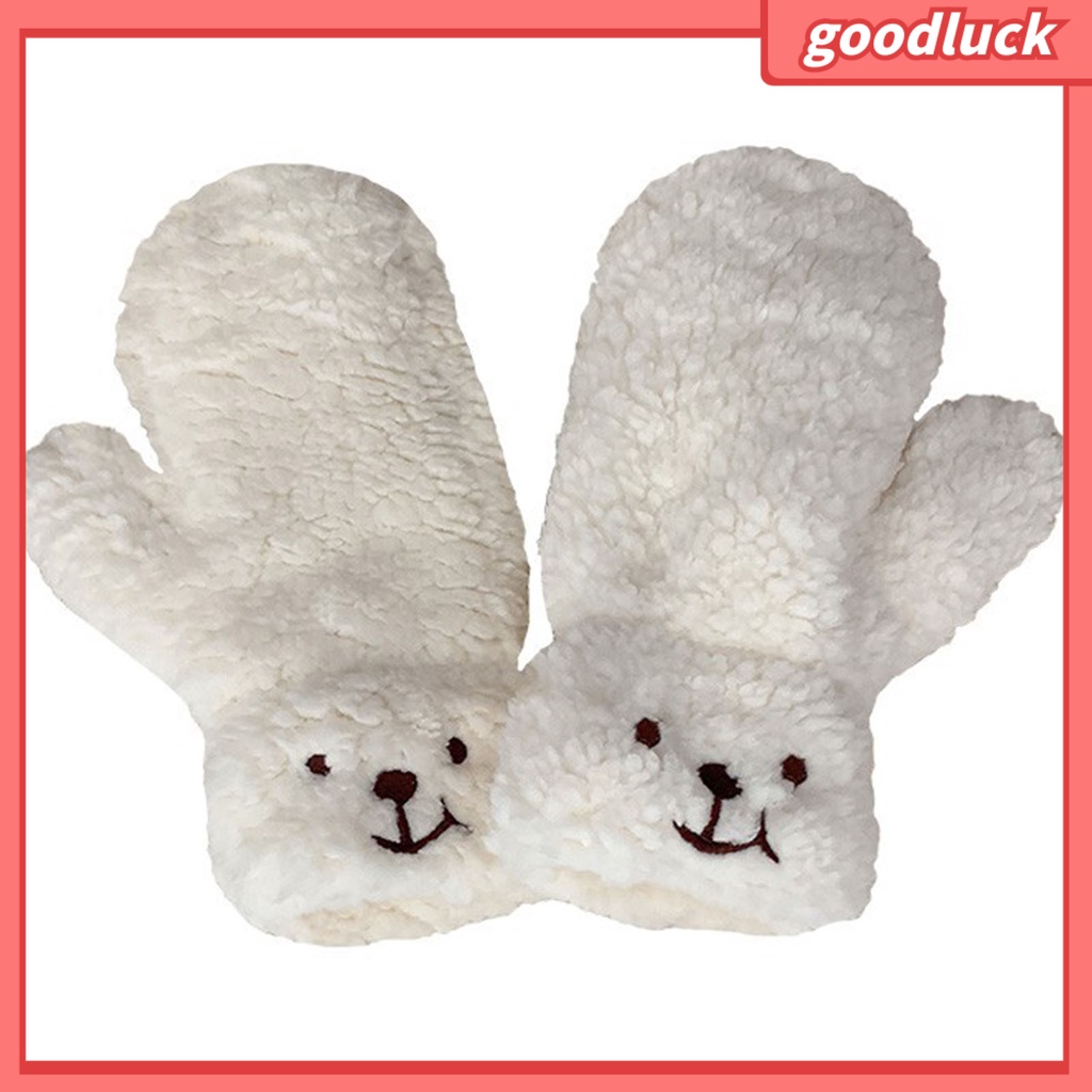 1 Đôi Găng Tay Giữ Ấm Siêu Mềm Mại Thoải Mái Chống Gió Hình Gấu Hoạt Hình Cho Nữ
