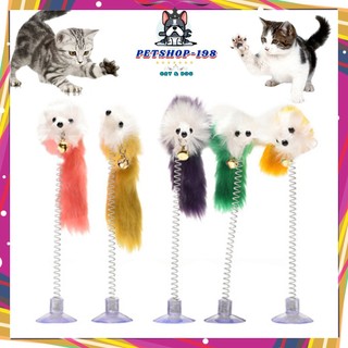 Chuột lò xo đế hít, đồ chơi cần câu tự tương tác cho mèo, đồ chơi cho thú cưng - petshop198