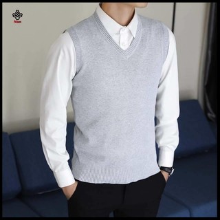 áo len gile nam len Dệt Kim Sát Nách Cổ Chữ V Ôm Dáng Dày Dặn Giữ Ấm Mùa Thu Đông Cho nam
