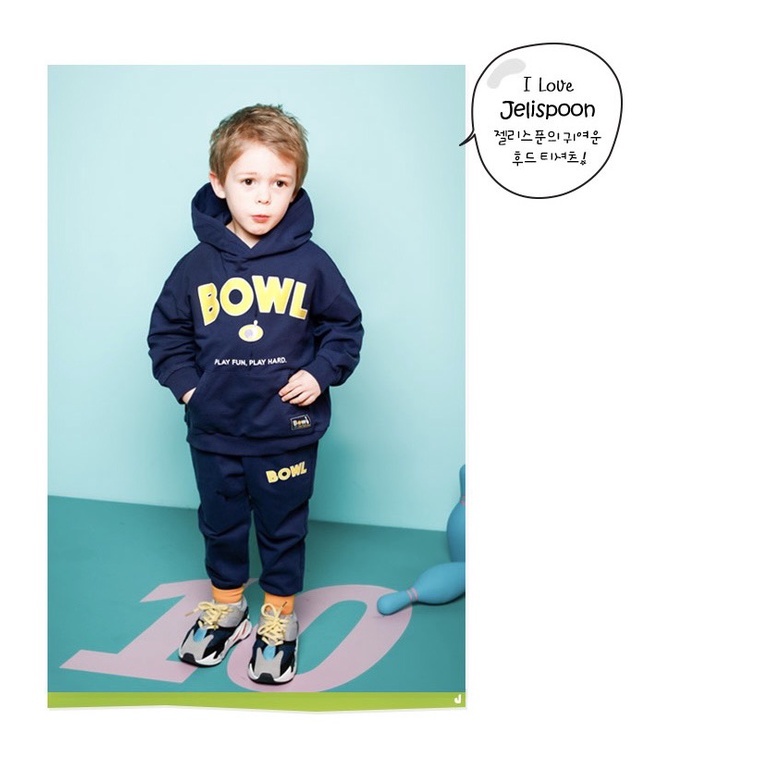 Bộ nỉ da cá áo hodie Bowl 2 màu cho bé BJE010