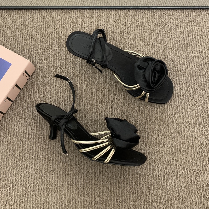 Ginne Giày Cao Gót 5cm Mùa Hè Nhẹ Nhàng Phong Cách Pháp Thanh Lịch Có Dây Đeo Một Dây Buộc Phiên Bản Hàn Quốc Cao Cấp Cho Nữ