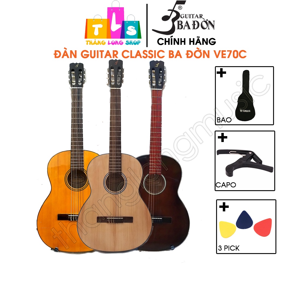 Ba Đờn VE70C - Đàn guitar Classic Ba Đờn VE70C KÈM PHỤ KIỆN