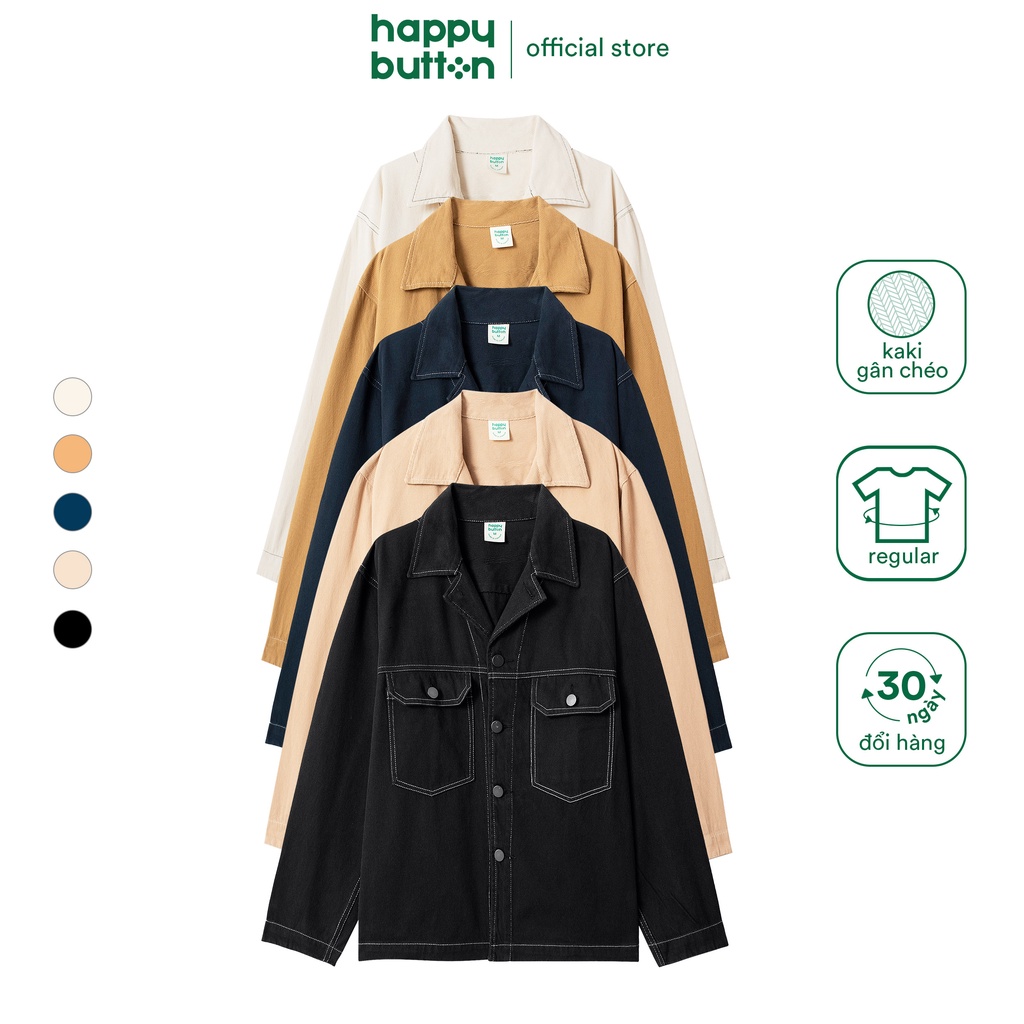 Áo Khoác Nam Cổ Vest Chỉ Nổi - vải kaki, form relaxed fit - Happy Button