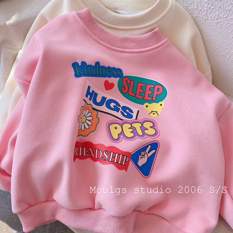 Áo Sweater Lông Cừu Giữ Ấm In Chữ Thời Trang Thu Đông Cho Nữ
