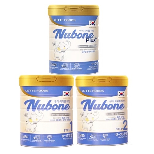 Sữa bột Nubone Plus+, Step 1,Step 2,  750g nhập khẩu nguyên lon từ Hàn Quốc.....: