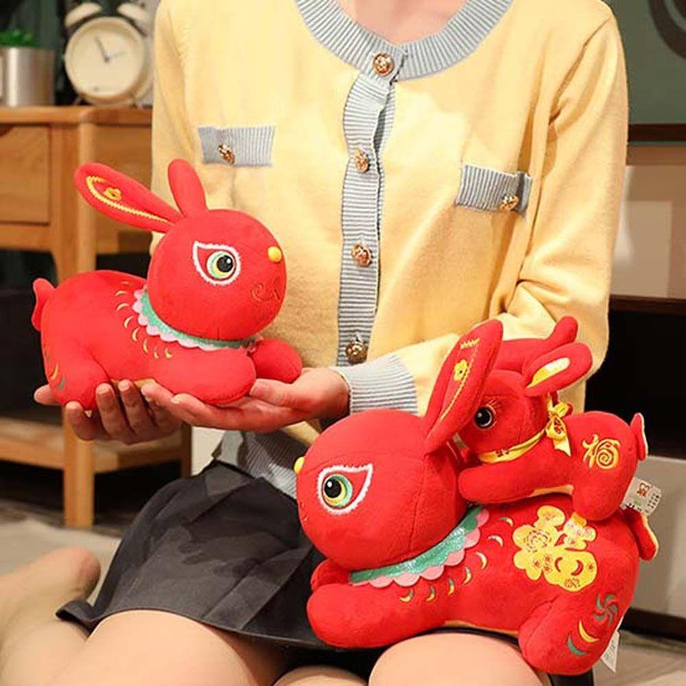 ANEMONE Thỏ Nhồi Bông Chất Liệu Cotton Phong Cách Trung Hoa Dễ Thương Dùng Để Trang Trí Nhà Dịp Năm Mới